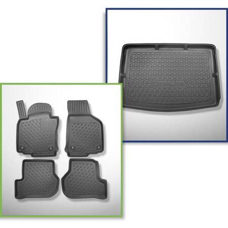 Set: TPE automatten + kofferbakmat voor Volkswagen Golf V Hatchback (01.2005-2009) - Aristar - Cool liner - de achterste zitrij wordt naar de achterste positie verplaatst; bovenste bagageruimte