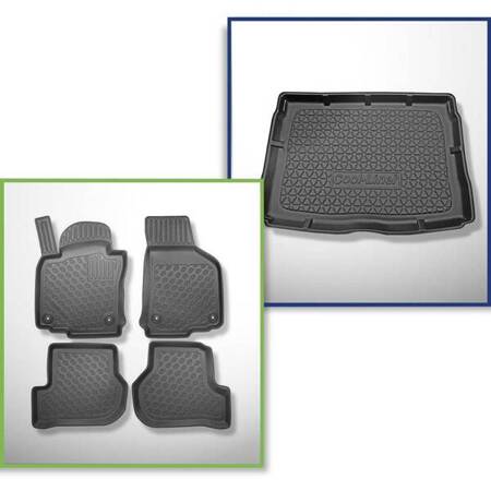 Set: TPE automatten + kofferbakmat voor Volkswagen Golf VI Hatchback (09.2008-09.2012) - Aristar - Cool liner - met volledig reservewiel en / of 4 wiel aandrijving (4 motion)