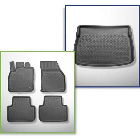 Set: TPE automatten + kofferbakmat voor Volkswagen Golf VII MPV (05.2014-12.2020) - Aristar - Cool liner - voor de onderste en bovenste bagageruimte