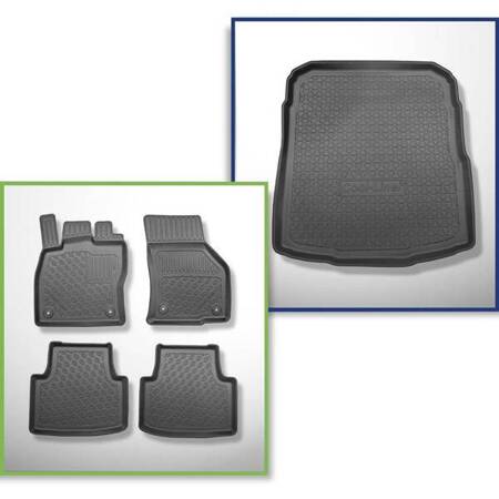 Set: TPE automatten + kofferbakmat voor Volkswagen Passat B8 Sedan (12.2014-12.2021) - Aristar - Cool liner - onderste bagageruimte, met tijdelijk reservewiel of reparatieset