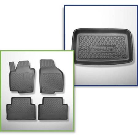 Set: TPE automatten + kofferbakmat voor Volkswagen Sharan II Bestelwagen (09.2010-03.2022) - Aristar - Cool liner - 7 zitplaatsen; derde rij omhoog (naar de ruimte achter de derde zitrij), vloermatten zonder derde zitrij