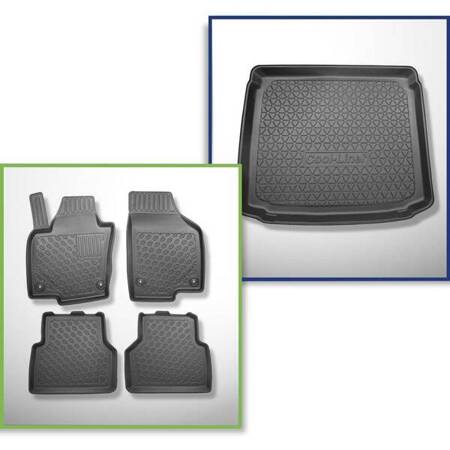 Set: TPE automatten + kofferbakmat voor Volkswagen Tiguan I SUV (07.2007-04.2016) - Aristar - Cool liner - onderste bagageruimte; met reparatieset