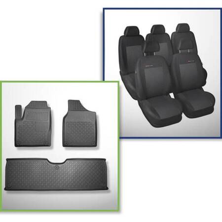 Set: TPE automatten + op maat gemaakte hoezen voor Ford Galaxy I, II MPV (1995-05.2006) - Elegance P-3 - 5 zitplaatsen; geen derde rij