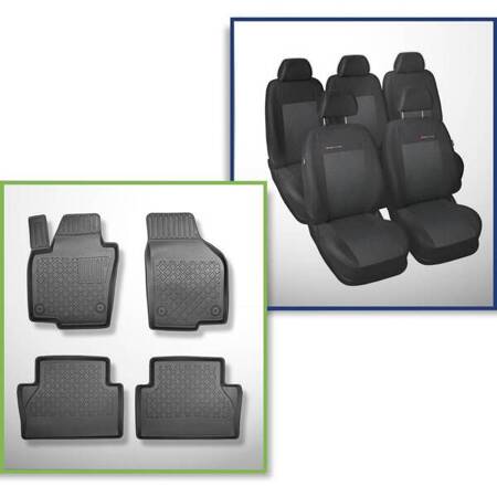 Set: TPE automatten + op maat gemaakte hoezen voor Volkswagen Sharan II Bestelwagen (09.2010-03.2022) - Elegance P-3 - 5 zitplaatsen; geen derde rij