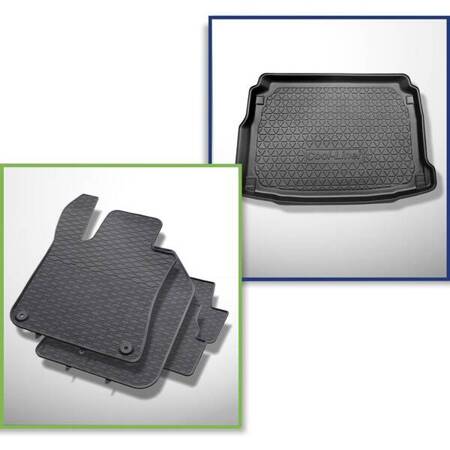 Set: rubberen automatten + koffeerbakmat voor Peugeot 308 II Hatchback (08.2013-11.2021) - Cool liner - bovenste bagageruimte (gelijke laaddrempel); met rechter uitsparing; met volledig reservewiel