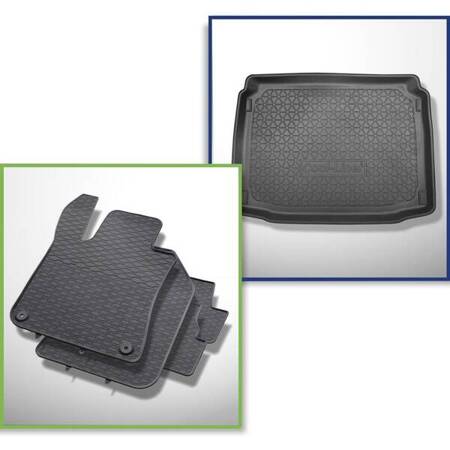 Set: rubberen automatten + koffeerbakmat voor Peugeot 308 II Hatchback (08.2013-11.2021) - Cool liner - onderste bagageruimte; met tijdelijk reservewiel of reparatieset