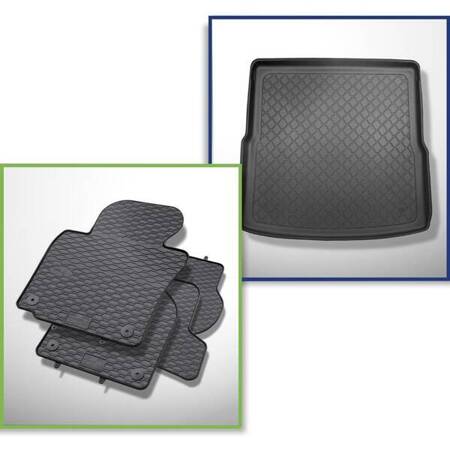 Set: rubberen automatten + koffeerbakmat voor Volkswagen Golf VI Variant (09.2009-08.2013) - Guardliner - vlakke laadvloer