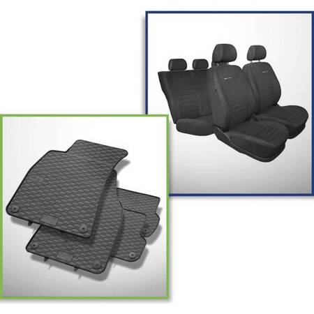 Set: rubberen automatten + op maat gemaakte hoezen voor Audi A4 B6 Avant, Limousine (2000-2004) - Elegance - P-4