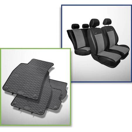 Set: rubberen automatten + op maat gemaakte hoezen voor Audi A4 B6 Avant, Limousine (2000-2004) - Premium