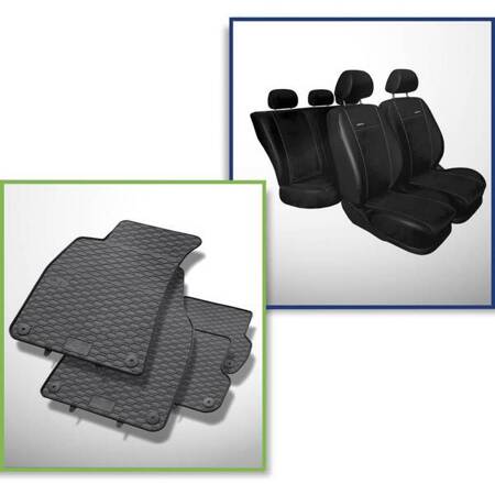 Set: rubberen automatten + op maat gemaakte hoezen voor Audi A4 B7 Avant, Limousine (2004-2008) - Premium