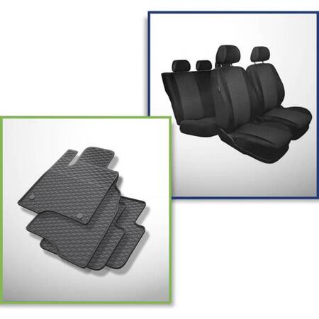 Set: rubberen automatten + op maat gemaakte hoezen voor Fiat Panda III Hatchback (2012-....) - Practic - 5-személyes