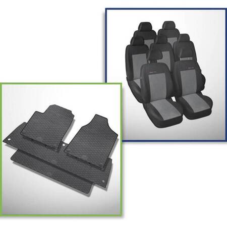 Set: rubberen automatten + op maat gemaakte hoezen voor Ford Galaxy I, II MPV (1995-2006) - Elegance - P-2 - 7 stoelen