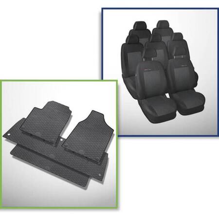 Set: rubberen automatten + op maat gemaakte hoezen voor Ford Galaxy I, II MPV (1995-2006) - Elegance - P-3 - 7 stoelen