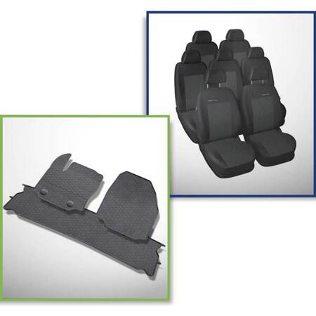 Set: rubberen automatten + op maat gemaakte hoezen voor Ford Galaxy III MPV (2006-2015) - Elegance - P-1