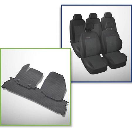 Set: rubberen automatten + op maat gemaakte hoezen voor Ford S-MAX MPV (2006-2015) - Elegance - P-1 - 5 stoelen