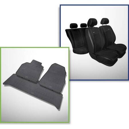 Set: rubberen automatten + op maat gemaakte hoezen voor Renault Scenic II MPV (2003-2009) - Premium