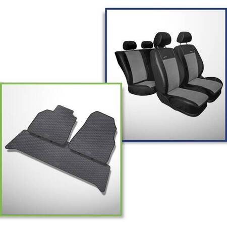 Set: rubberen automatten + op maat gemaakte hoezen voor Renault Scenic II MPV (2003-2009) - Premium