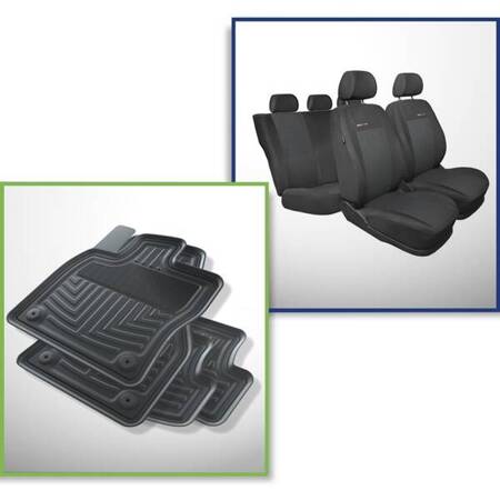 Set: rubberen automatten + op maat gemaakte hoezen voor Seat Leon III Hatchback, Sportstourer (2013-2019) - Elegance - P-3