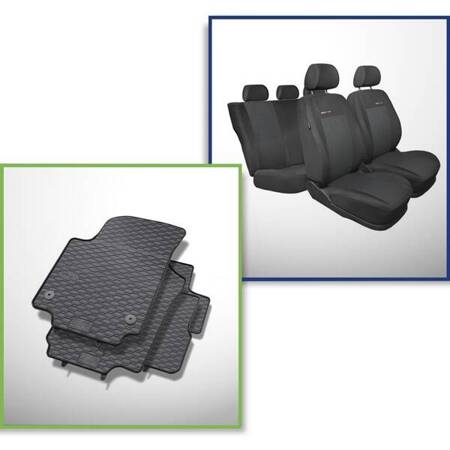 Set: rubberen automatten + op maat gemaakte hoezen voor Skoda Citigo Hatchback (2011-2019) - Elegance - P-3 - tweede zitrij - gedeelde rugleuning