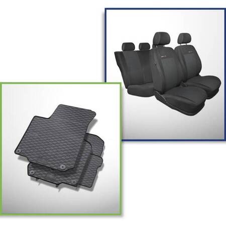 Set: rubberen automatten + op maat gemaakte hoezen voor Volkswagen Golf IV Hatchback, Cabriolet, Variant (1997-2006) - Elegance - P-3 - hoes voor de armsteun achterzijde