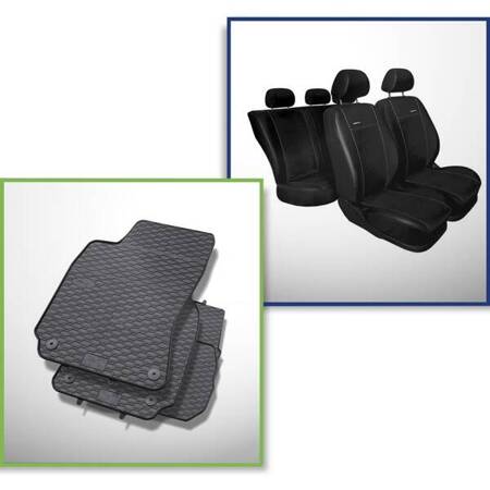 Set: rubberen automatten + op maat gemaakte hoezen voor Volkswagen Passat B5, B5 FL Sedan (1996-2005) - Premium