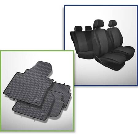 Set: rubberen automatten + op maat gemaakte hoezen voor Volkswagen Touran MPV (2003-2010) - Practic