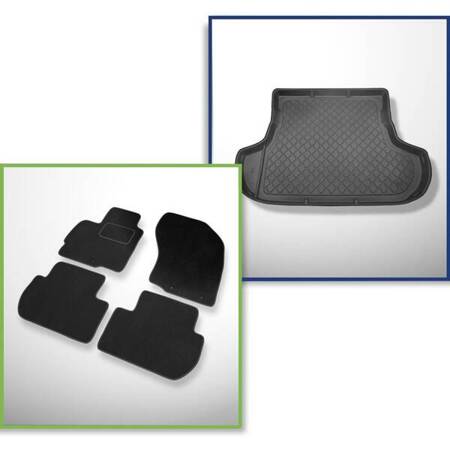 Set: velours automatten + kofferbakmatten voor Citroen C-Crosser (03.2007-08.2012) 5 deuren - Guardliner - 5/7 zitplaatsen; derde rij verlaagd (met en zonder subwoofer)