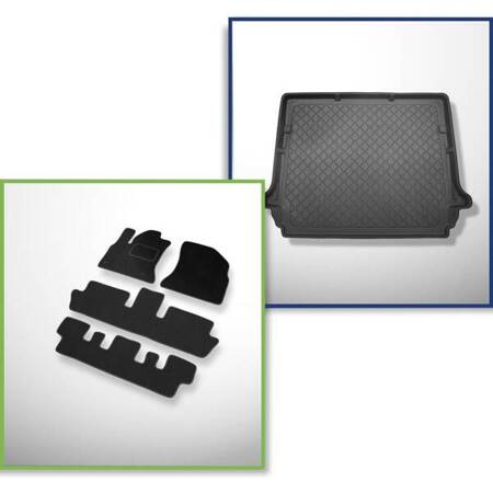 Set: velours automatten + kofferbakmatten voor Citroen C4 Grand Picasso I (10.2006-08.2013) 5 deuren - Guardliner - 7 stoelen; derde rij verlaagd