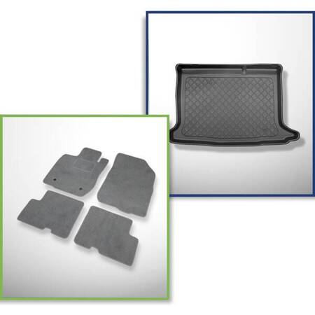 Set: velours automatten + kofferbakmatten voor Dacia Sandero II (12.2012-12.2020) 5 deuren - Guardliner