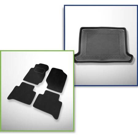 Set: velours automatten + kofferbakmatten voor Kia Sportage I (1993-2003) 5 deuren - Standard