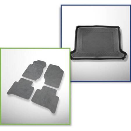 Set: velours automatten + kofferbakmatten voor Kia Sportage I (1993-2003) 5 deuren - Standard