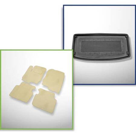 Set: velours automatten + kofferbakmatten voor Mitsubishi Colt VI ZM (2004-10.2008) 5 deuren - Standard