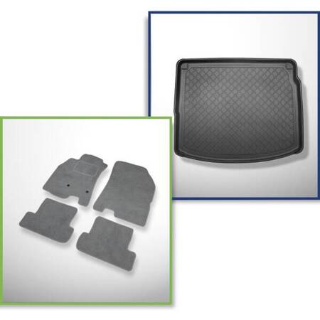 Set: velours automatten + kofferbakmatten voor Renault Megane III (06.2009-08.2016) 5 deuren - Guardliner - zonder uitsparingen