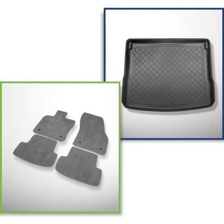 Set: velours automatten + kofferbakmatten voor SEAT Ateca (09.2016-....) 5 deuren - Guardliner - schuifvloer van de bagageruimte in de bovenste stand of met 4WD