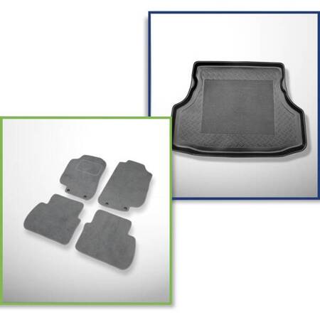 Set: velours automatten + kofferbakmatten voor Saab 9-5 I (1998-2009) 4 deuren - Standard