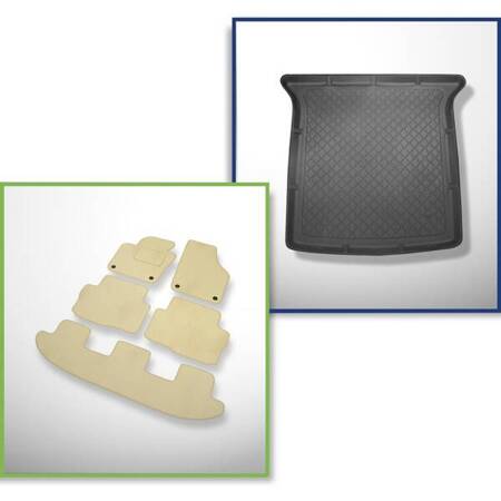 Set: velours automatten + kofferbakmatten voor Seat Alhambra II (09.2010-2020) 5 deuren - Guardliner - 5 zitplaatsen