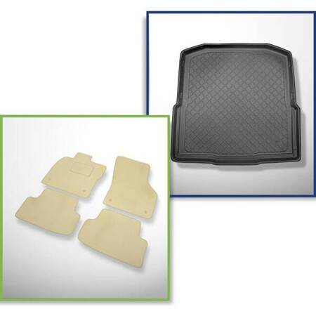 Set: velours automatten + kofferbakmatten voor Skoda Octavia III 5E (05.2013-2019) 5 deuren - Guardliner - onderste bagageruimte (zonder multifunctionele vloer)