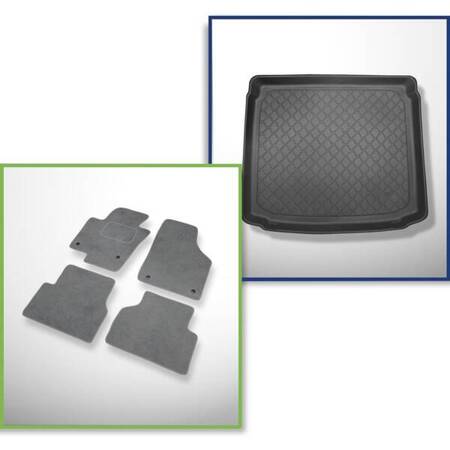 Set: velours automatten + kofferbakmatten voor Volkswagen Tiguan I (07.2007-04.2016) 5 deuren - Guardliner - onderste bagageruimte; met reparatieset