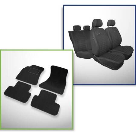 Set: velours automatten + op maat gemaakte autohoezen voor Audi A4 B8 Avant, Limousine (2008-2015) – Elegance P-4