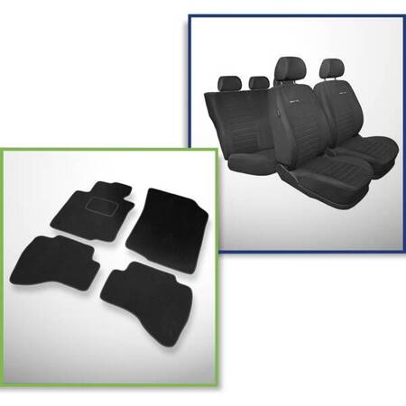 Set: velours automatten + op maat gemaakte autohoezen voor Citroen C1 Hatchback (2005-2014) – Elegance P-4