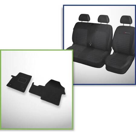 Set: velours automatten + op maat gemaakte autohoezen voor Citroen Jumpy III Bestelwagen (2016-....) – Elegance P-4