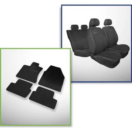 Set: velours automatten + op maat gemaakte autohoezen voor Nissan Qashqai I Crossover (2007-2013) – Elegance P-4