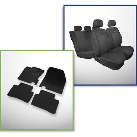 Set: velours automatten + op maat gemaakte autohoezen voor Nissan Qashqai II Crossover (2013-....) – Elegance P-3