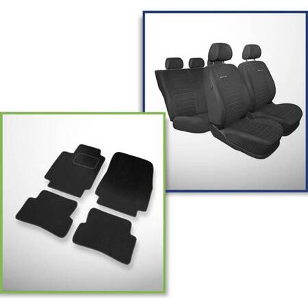 Set: velours automatten + op maat gemaakte autohoezen voor Renault Clio III Estate, Hatchback (2005-2012) – Elegance P-4