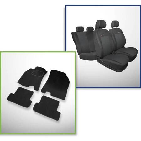 Set: velours automatten + op maat gemaakte autohoezen voor Renault Megane III Coupé, Estate, Hatchback (2008-2016) – Elegance P-3