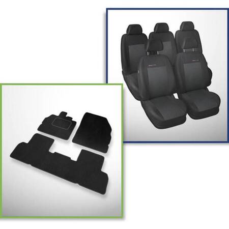 Set: velours automatten + op maat gemaakte autohoezen voor Renault Scenic III MPV (2009-2013) – Elegance P-3