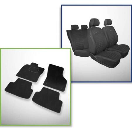 Set: velours automatten + op maat gemaakte autohoezen voor Skoda Octavia III Stationwagen, Liftback (2013-2019) – Elegance P-4 - hoes voor de armsteun achterzijde