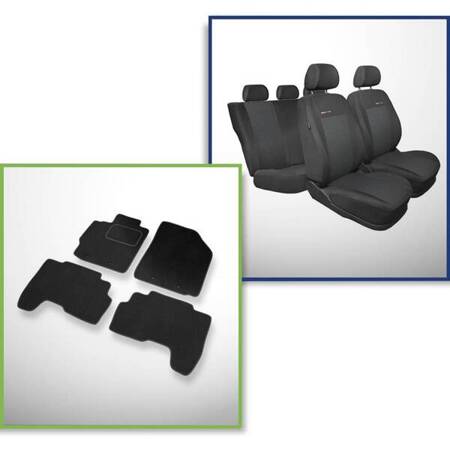 Set: velours automatten + op maat gemaakte autohoezen voor Toyota Yaris II Hatchback, Sedan (2005-2010) – Elegance P-3