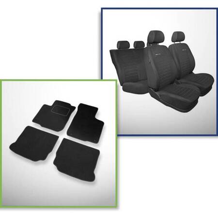 Set: velours automatten + op maat gemaakte autohoezen voor Volkswagen Golf IV Hatchback, Cabriolet, Variant (1997-2006) – Elegance P-4 - hoes voor de armsteun achterzijde