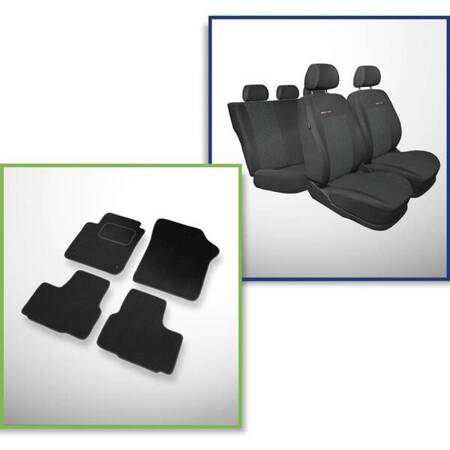 Set: velours automatten + op maat gemaakte autohoezen voor Volkswagen up! Hatchback (2011-....) – Elegance P-1 - tweede rij - gehele zitbank